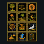 Judaica 12 Tribes of Israel Art Poster<br><div class="desc">The unique decorative art item is customizable - you are able to change background color, and all Zazzle custom options are available. If you would like to have the same picture in another color palette - contact us and we'll design it for you! If something you like from Zazzle is...</div>