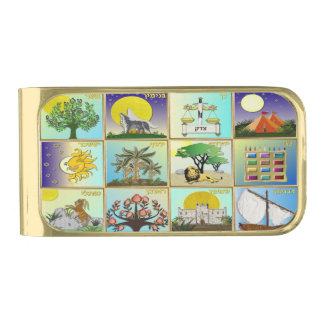 Judaica 12 Tribes Of Israel Art Print Gold Finish Money Clip
