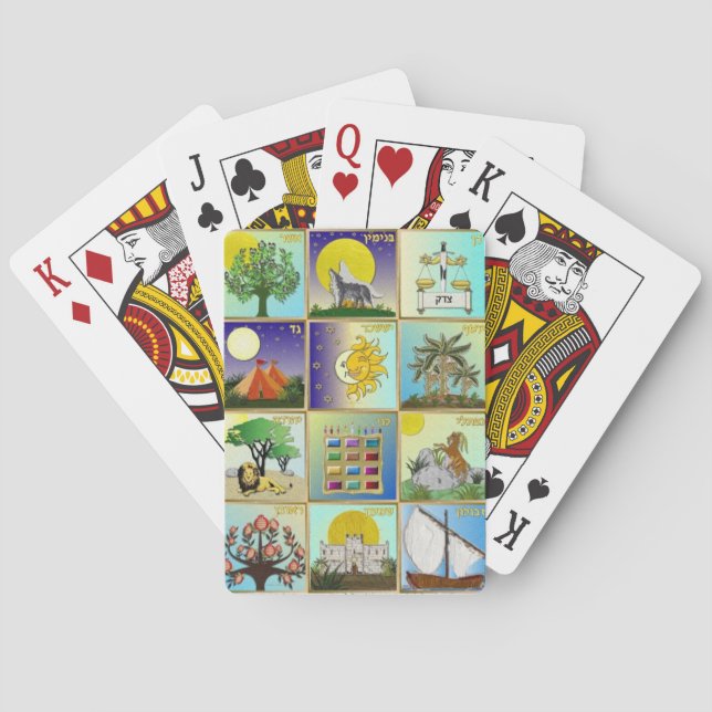 Judaica 12 Tribes Of Israel Art Print Poker Cards (Back)