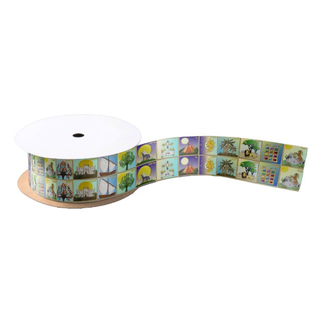 Judaica 12 Tribes Of Israel Art Print Satin Ribbon (Spool)
