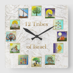 Judaica 12 Tribes Of Israel Art Print Square Wall Clock
