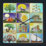 Judaica 12 Tribes of Israel Art Square Wall Clock<br><div class="desc">You are viewing The Lee Hiller Design Collection. Apparel,  Gifts & Collectibles  Lee Hiller Photography or Digital Art Collection. You can view her Nature photography at http://HikeOurPlanet.com/ and follow her hiking blog within Hot Springs National Park.</div>