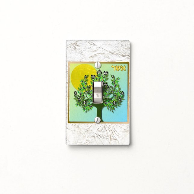 Judaica 12 Tribes Of Israel Asher Art Print Light Switch Cover (In Situ)
