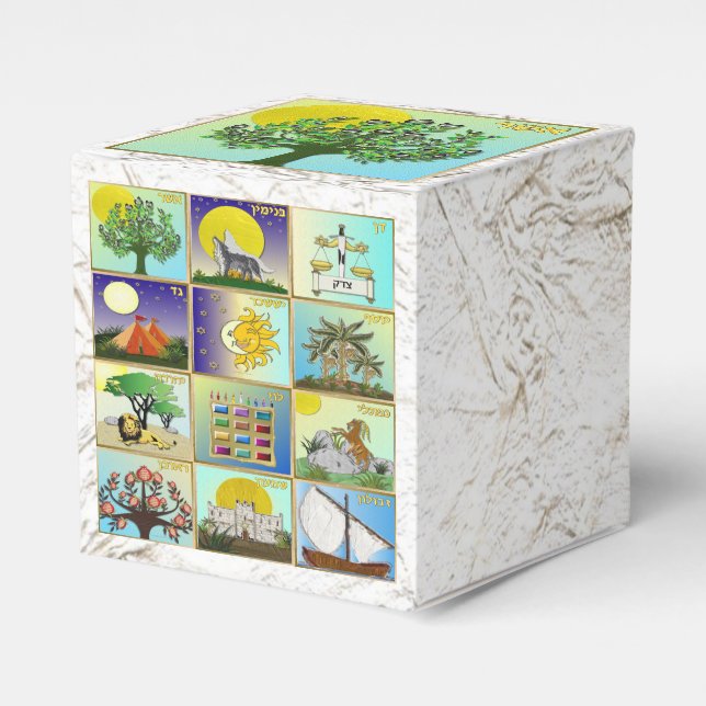 Judaica 12 tribes of Israel Asher Favor Box (Front Side)