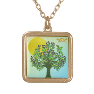 Judaica 12 Tribes Of Israel Asher Gold Plated Necklace
