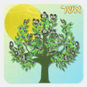 Judaica 12 Tribes Of Israel Asher Square Sticker