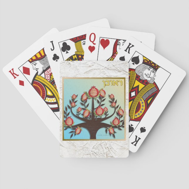 Judaica 12 Tribes Of Israel Reuben Poker Cards (Back)