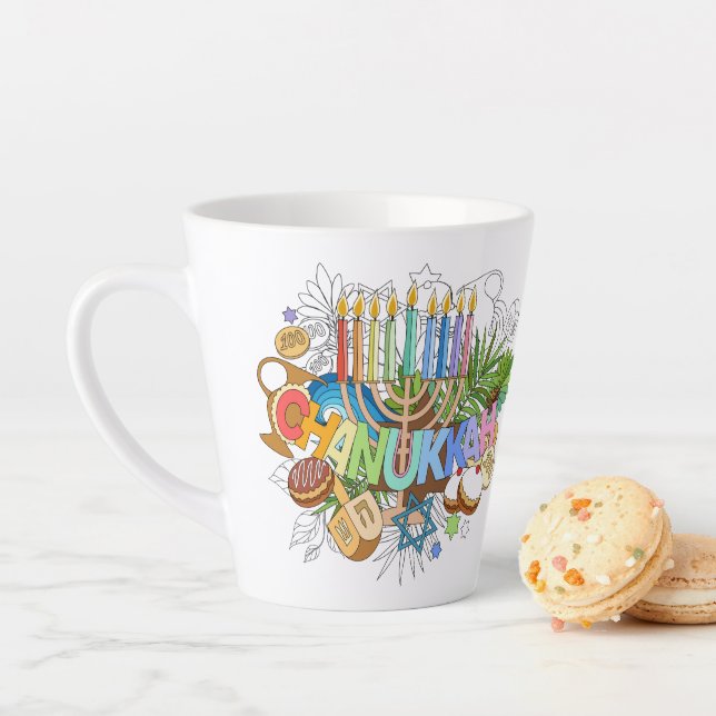 Judaica - Chanukah Latte Mugs - Giftware  (In Situ)