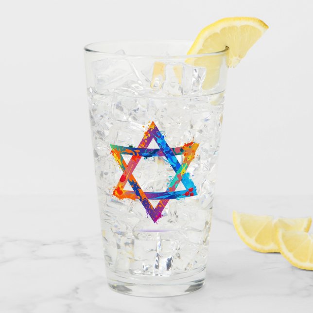 Judaica - Drink Glasses - Jewish Stars - Gifts (Back Ice)