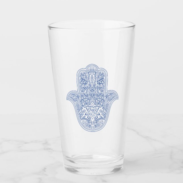 Judaica - Drinking Glasses - Hamsa Design  (Front)