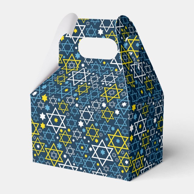 Judaica - Favor Boxes - Jewish Stars - Gifts Blue  (Front Side)