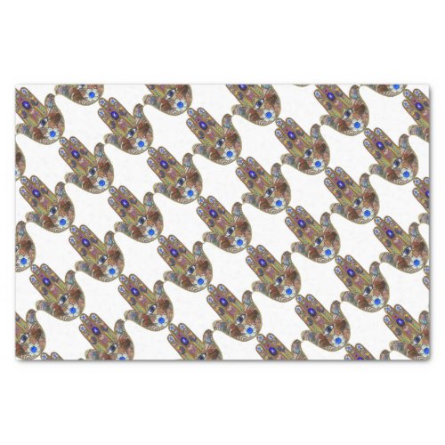 Judaica Hamsa Hearts Flowers Opal Art Print Tissue Paper