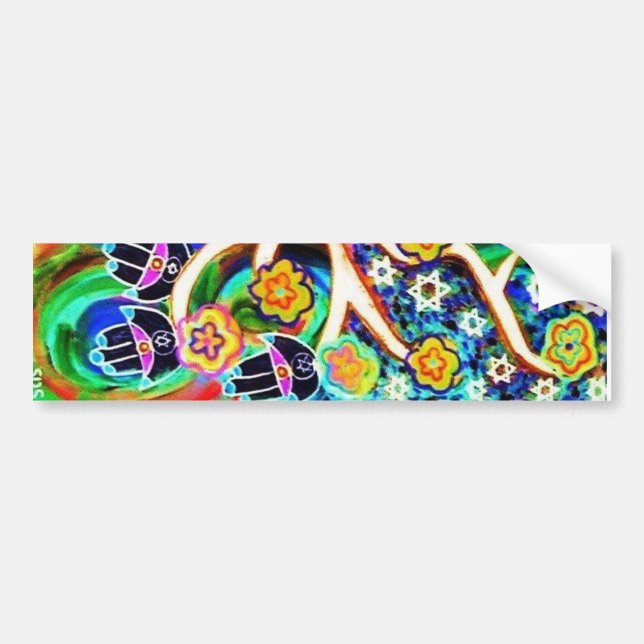 Judaica Hamsa Ivory Tree Of Life Bumper Sticker (Front)