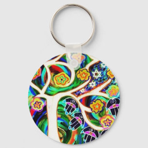 Judaica Hamsa Ivory Tree Of Life Keychain