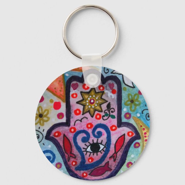 JUDAICA HAMSA SUN EYE PROTECTION KEYCHAIN (Front)