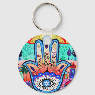 JUDAICA HAMSA SUN EYE PROTECTION KEYCHAIN