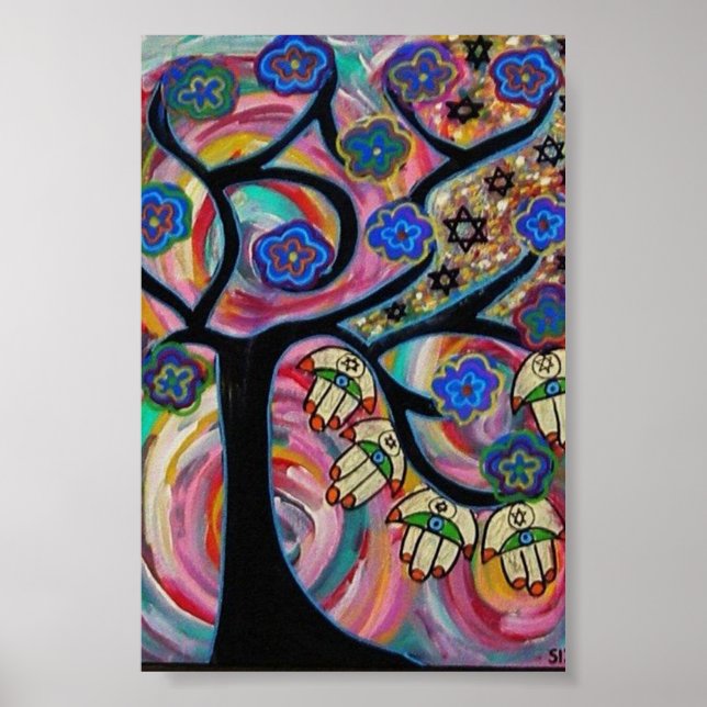 Judaica Hamsa Tree Of Life Sunset Poster (Front)
