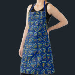 Judaica - Hanukkah Aprons - Menorah Art - Jewish<br><div class="desc">Customizable Aprons for Jewish Holidays - Chanukah Apron - Menorah Art - Blue - Beautiful - Cooking - Kitchen - Home and Family - Israel - Hanukkah - Holiday Giftware - Gifts</div>