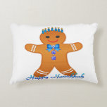Judaica Hanukkah Gingerbread Man Menorah Accent Pillow<br><div class="desc">You are viewing The Lee Hiller Photography Art and Designs Collection of Home and Office Decor,  Apparel,  Gifts and Collectibles. The Designs include Lee Hiller Photography and Mixed Media Digital Art Collection. You can view her Nature photography at http://HikeOurPlanet.com/ and follow her hiking blog within Hot Springs National Park.</div>