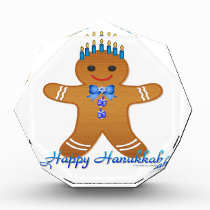 Judaica Hanukkah Gingerbread Man Menorah Acrylic Award