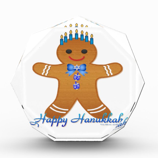 Judaica Hanukkah Gingerbread Man Menorah Acrylic Award (Front)