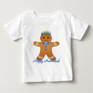Judaica Hanukkah Gingerbread Man Menorah Baby T-Shirt