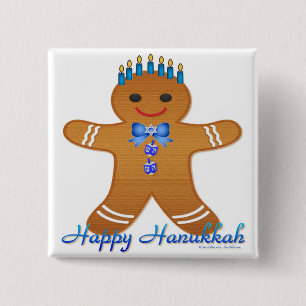 Judaica Hanukkah Gingerbread Man Menorah Button