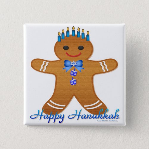 Judaica Hanukkah Gingerbread Man Menorah Button