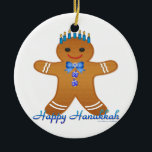 Judaica Hanukkah Gingerbread Man Menorah Ceramic Ornament<br><div class="desc">You are viewing The Lee Hiller Designs Collection of Home and Office Decor,  Apparel,  Gifts and Collectibles. The Designs include Lee Hiller Photography and Mixed Media Digital Art Collection. You can view her Nature photography at http://HikeOurPlanet.com/ and follow her hiking blog within Hot Springs National Park.</div>