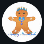 Judaica Hanukkah Gingerbread Man Menorah Classic Round Sticker<br><div class="desc">You are viewing The Lee Hiller Photography Art and Designs Collection of Home and Office Decor,  Apparel,  Gifts and Collectibles. The Designs include Lee Hiller Photography and Mixed Media Digital Art Collection. You can view her Nature photography at http://HikeOurPlanet.com/ and follow her hiking blog within Hot Springs National Park.</div>
