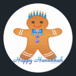 Judaica Hanukkah Gingerbread Man Menorah Classic Round Sticker<br><div class="desc">You are viewing The Lee Hiller Photography Art and Designs Collection of Home and Office Decor,  Apparel,  Gifts and Collectibles. The Designs include Lee Hiller Photography and Mixed Media Digital Art Collection. You can view her Nature photography at http://HikeOurPlanet.com/ and follow her hiking blog within Hot Springs National Park.</div>