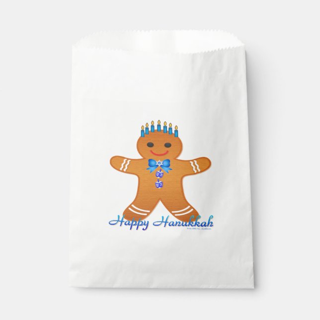 Judaica Hanukkah Gingerbread Man Menorah Favor Bag (Front)