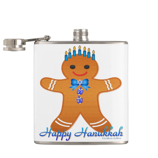 Judaica Hanukkah Gingerbread Man Menorah Flask (Opened)