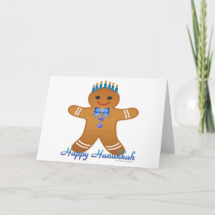 Judaica Hanukkah Gingerbread Man Menorah Holiday Card
