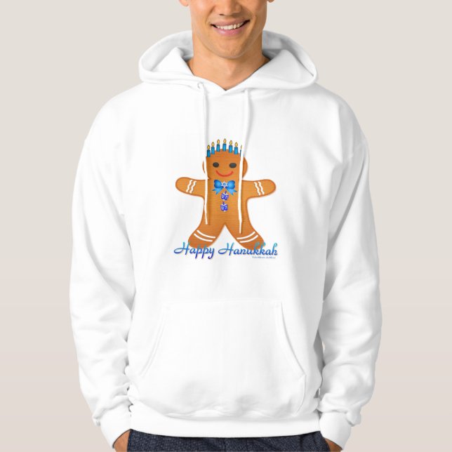 Judaica Hanukkah Gingerbread Man Menorah Hoodie (Front)