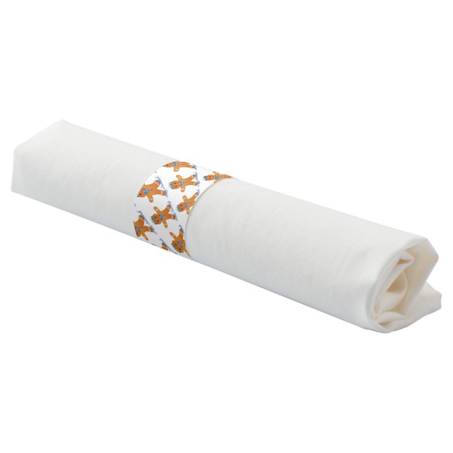 Judaica Hanukkah Gingerbread Man Menorah Napkin Bands (Angled)