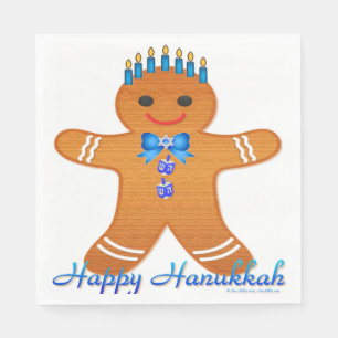 Judaica Hanukkah Gingerbread Man Menorah Napkins