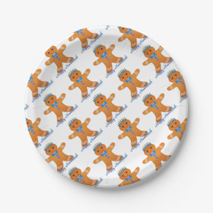 Judaica Hanukkah Gingerbread Man Menorah Paper Plates