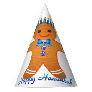 Judaica Hanukkah Gingerbread Man Menorah Party Hat