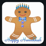 Judaica Hanukkah Gingerbread Man Menorah Square Sticker<br><div class="desc">You are viewing The Lee Hiller Designs Collection of Home and Office Decor,  Apparel,  Gifts and Collectibles. The Designs include Lee Hiller Photography and Mixed Media Digital Art Collection. You can view her Nature photography at http://HikeOurPlanet.com/ and follow her hiking blog within Hot Springs National Park.</div>