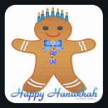 Judaica Hanukkah Gingerbread Man Menorah Square Sticker<br><div class="desc">You are viewing The Lee Hiller Photography Art and Designs Collection of Home and Office Decor,  Apparel,  Gifts and Collectibles. The Designs include Lee Hiller Photography and Mixed Media Digital Art Collection. You can view her Nature photography at http://HikeOurPlanet.com/ and follow her hiking blog within Hot Springs National Park.</div>
