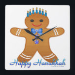 Judaica Hanukkah Gingerbread Man Menorah Square Wall Clock<br><div class="desc">You are viewing The Lee Hiller Designs Collection of Home and Office Decor,  Apparel,  Gifts and Collectibles. The Designs include Lee Hiller Photography and Mixed Media Digital Art Collection. You can view her Nature photography at http://HikeOurPlanet.com/ and follow her hiking blog within Hot Springs National Park.</div>