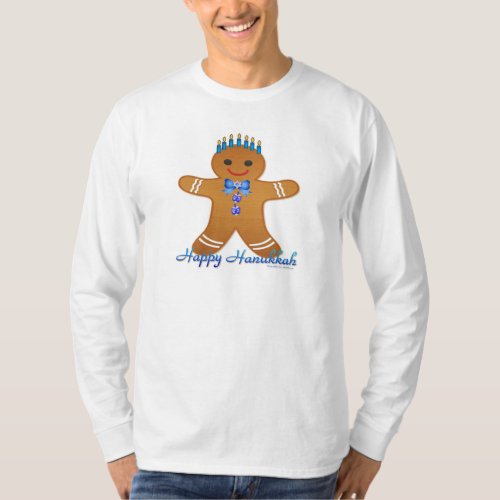 Judaica Hanukkah Gingerbread Man Menorah T_Shirt