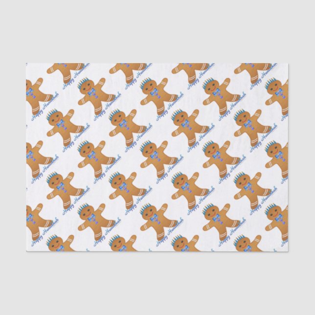 Judaica Hanukkah Gingerbread Man Menorah Tissue Paper (Front)