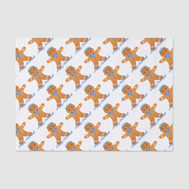 Judaica Hanukkah Gingerbread Man Menorah Tissue Paper (Front)