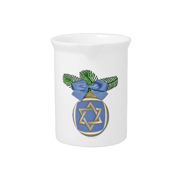 Judaica Hanukkah Star Of David Ornament Print Beverage Pitcher (Front)