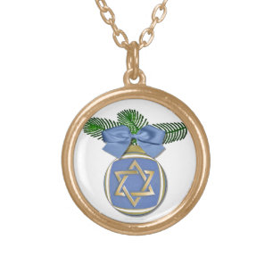 Judaica Hanukkah Star Of David Ornament Print Gold Plated Necklace