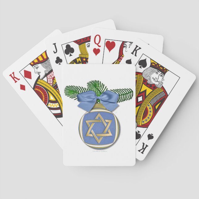 Judaica Hanukkah Star Of David Ornament Print Poker Cards (Back)