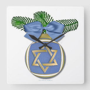 Judaica Hanukkah Star Of David Ornament Print Square Wall Clock