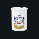 Judaica Happy Hanukkah Dancing Dreidels Doughnut Drink Pitcher<br><div class="desc">You are viewing The Lee Hiller Designs Collection of Home and Office Decor,  Apparel,  Gifts and Collectibles. The Designs include Lee Hiller Photography and Mixed Media Digital Art Collection. You can view her Nature photography at http://HikeOurPlanet.com/ and follow her hiking blog within Hot Springs National Park.</div>